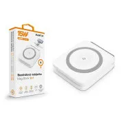 Kabelloses Ladegerät ALIGATOR Mag-Book 2in1, für MagSafe und Apple Watch Laden, 15W, weiß
