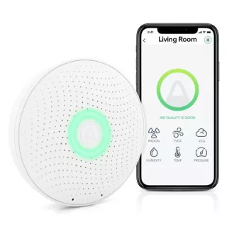 AirThings Wave plus - Sensor für Luftqualität, Radon, Luftfeuchtigkeit, Temperatur, VOC, CO2 und Druck