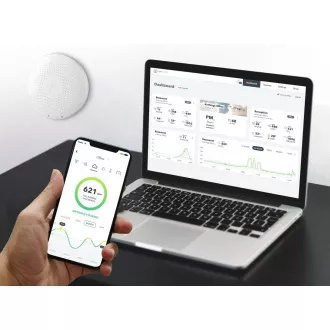 AirThings Wave plus - Sensor für Luftqualität, Radon, Luftfeuchtigkeit, Temperatur, VOC, CO2 und Druck