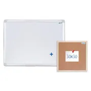 Magnettafel AVELI 60x45 cm, Aluminiumrahmen Korkplatte 30x30 cm