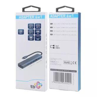 TB Touch USB C 6in1 - HDMI, USBx3, PD, RJ-45 TB Touch USB C 6in1 - HDMI, USBx3, PD, RJ-45