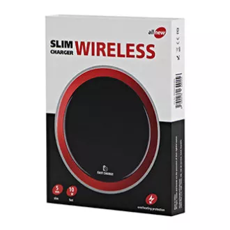 All New, Drahtloses Ladegerät, ultraflach, für Telefon, rot, 5/9V, 10W, Überhitzungsschutz, Qi
