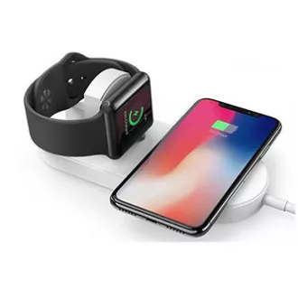 2in1 kabelloses Ladegerät, für Telefon und Apple Watch, weiß, 5V, 10W, Qi