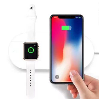 2in1 kabelloses Ladegerät, für Telefon und Apple Watch, weiß, 5V, 10W, Qi