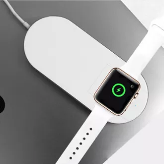 2in1 kabelloses Ladegerät, für Telefon und Apple Watch, weiß, 5V, 10W, Qi