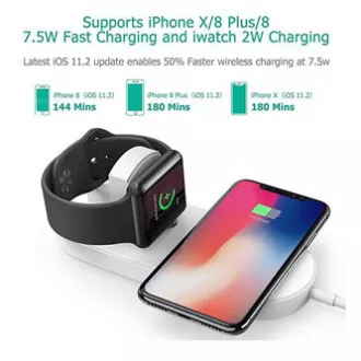 2in1 kabelloses Ladegerät, für Telefon und Apple Watch, weiß, 5V, 10W, Qi