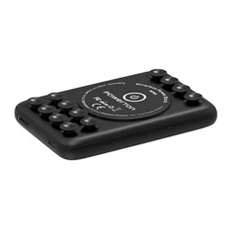 Powerton, Powerbank mit kabelloser Aufladung, Li-Pol, 5V, Aufladen von Handys/Tablets, WBP5, 5000mAh, Saugnäpfe zum Anbringen an Powerton, Powerbank mit kabelloser Aufladung, Li-Pol, 5V, Aufladen von Handys/Tablets, WBP5, 5000mAh, Saugnäpfe zum Anbringen an
