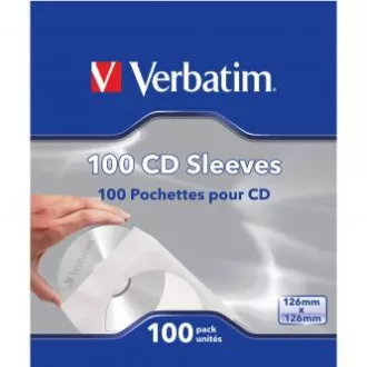 Papierhüllen für CDs 1 KS CD, Papier, weiß, mit Fenster, Verbatim, 100 Stk. Papierhüllen für CDs 1 KS CD, Papier, weiß, mit Fenster, Verbatim, 100 Stk.