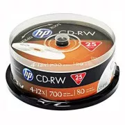 HP CD-RW, CWE00019-3, 69313, 25er-Pack, 700MB, 4-12x, 80min., 12cm, nicht bedruckbar, Cake Box, für Datenarchivierung