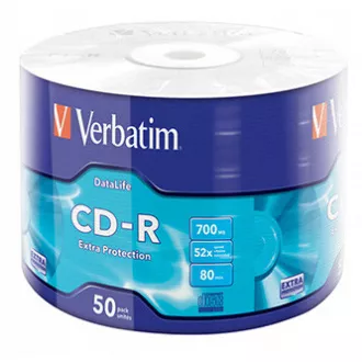 Verbatim CD-R, 43787, Extra Protection, 50er-Pack, 700MB, 52x, 80 Min., 12cm, nicht bedruckbar, wrap, für die Datenarchivierung Verbatim CD-R, 43787, Extra Protection, 50er-Pack, 700MB, 52x, 80 Min., 12cm, nicht bedruckbar, wrap, für die Datenarchivierung