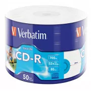 Verbatim CD-R, 43794, Tintenstrahl bedruckbar, 50er-Pack, 700MB, 50x, 80min, 12cm, wrap, für die Datenarchivierung