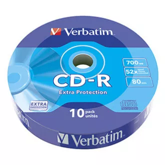 Verbatim CD-R, 43725, Extra Protection, 10er-Pack, 700MB, 52x, 80 Min., 12cm, nicht bedruckbar, wrap, für die Datenarchivierung Verbatim CD-R, 43725, Extra Protection, 10er-Pack, 700MB, 52x, 80 Min., 12cm, nicht bedruckbar, wrap, für die Datenarchivierung