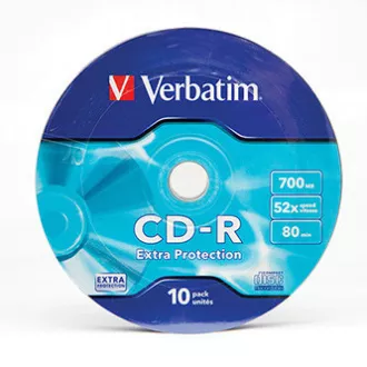 Verbatim CD-R, 43725, Extra Protection, 10er-Pack, 700MB, 52x, 80 Min., 12cm, nicht bedruckbar, wrap, für die Datenarchivierung Verbatim CD-R, 43725, Extra Protection, 10er-Pack, 700MB, 52x, 80 Min., 12cm, nicht bedruckbar, wrap, für die Datenarchivierung
