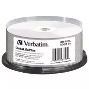 Verbatim BD-R, DL  Wide Thermal Printable No Id Surface Hard Coat, 50 GB, Spindel, 43750, 6x, 25er-Pack, für die Datenarchivierung