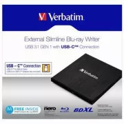 Verbatim Externes Blu-Ray-Laufwerk, 43889, USB 3.1, USB-C, GRATIS 25GB MDISC