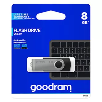 Goodram USB-Stick, USB 2.0, 8GB, UTS2, schwarz, UTS2-0080K0R11, USB A, mit Drehverschluss Goodram USB-Stick, USB 2.0, 8GB, UTS2, schwarz, UTS2-0080K0R11, USB A, mit Drehverschluss