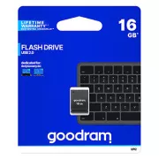 Goodram USB-Stick, USB 2.0, 16GB, UPI2, schwarz, UPI2-0160K0R11, USB A, mit Abdeckung