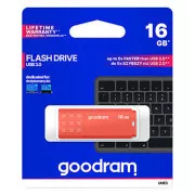 Goodram USB-Stick, USB 3.0, 16GB, UME3, orange, UME3-0160O0R11, USB A, mit Abdeckung