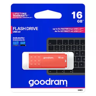 Goodram USB-Stick, USB 3.0, 16GB, UME3, orange, UME3-0160O0R11, USB A, mit Abdeckung Goodram USB-Stick, USB 3.0, 16GB, UME3, orange, UME3-0160O0R11, USB A, mit Abdeckung