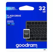 Goodram USB-Stick, USB 2.0, 32GB, UPI2, schwarz, UPI2-0320K0R11, USB A, mit Abdeckung