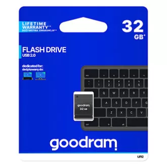 Goodram USB-Stick, USB 2.0, 32GB, UPI2, schwarz, UPI2-0320K0R11, USB A, mit Abdeckung