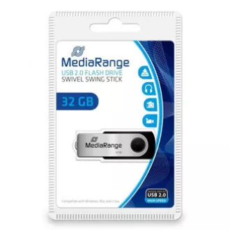 MediaRange USB-Stick, USB 2.0, 32GB, schwarz, MR911, USB A, drehbar