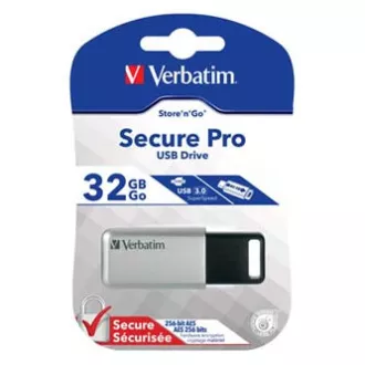 Verbatim USB-Flash-Laufwerk, USB 3.0, 32 GB, Secure Pro, Store N Go, silber, 98665, USB A, AES 256-Bit-Verschlüsselung Verbatim USB-Flash-Laufwerk, USB 3.0, 32 GB, Secure Pro, Store N Go, silber, 98665, USB A, AES 256-Bit-Verschlüsselung