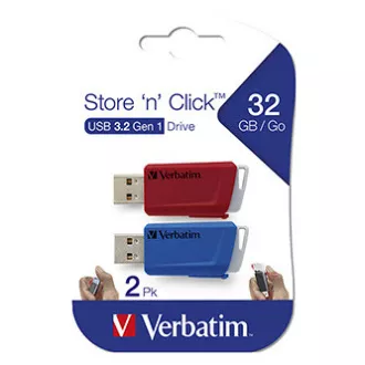Verbatim USB-Flash-Laufwerk, USB 3.0, 32 GB, Store N Click, gemischte Farben, 49308, USB A, mit ausziehbarem Anschluss, 2 Stück Verbatim USB-Flash-Laufwerk, USB 3.0, 32 GB, Store N Click, gemischte Farben, 49308, USB A, mit ausziehbarem Anschluss, 2 Stück
