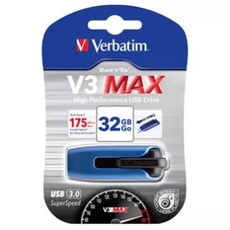 Verbatim USB-Flash-Laufwerk, USB 3.0, 32GB, V3 MAX, Store N Go, blau, 49806, USB A, mit ausziehbarem Anschluss