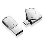 Apacer USB-Flash-Laufwerk OTG, USB 3.0, 64GB, AH750, silber, AP64GAH750S-1, USB A / USB Micro B, mit Drehverschluss, SELL