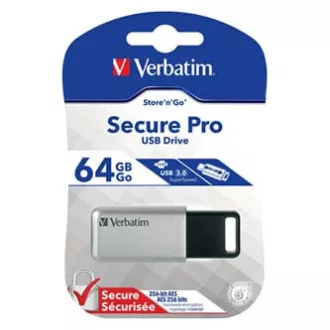 Verbatim USB-Flash-Laufwerk, USB 3.0, 64 GB, Secure Pro, silber, 98666, USB A, AES 256-Bit-Verschlüsselung, mit ausziehbarem Anschluss Verbatim USB-Flash-Laufwerk, USB 3.0, 64 GB, Secure Pro, silber, 98666, USB A, AES 256-Bit-Verschlüsselung, mit ausziehbarem Anschluss