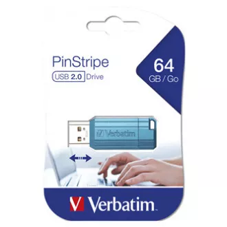 Verbatim USB-Flash-Laufwerk, USB 2.0, 64 GB, PinStripe, Store N Go, blau, 49961, USB A, mit ausziehbarem Anschluss Verbatim USB-Flash-Laufwerk, USB 2.0, 64 GB, PinStripe, Store N Go, blau, 49961, USB A, mit ausziehbarem Anschluss