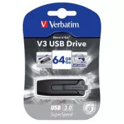 Verbatim USB-Flash-Laufwerk, USB 3.0, 64 GB, V3, Store N Go, schwarz, 49174, USB A, mit ausziehbarem Anschluss