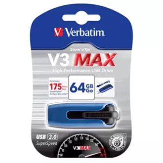 Verbatim USB-Flash-Laufwerk, USB 3.0, 64GB, V3 MAX, Store N Go, blau, 49807, USB A, mit ausziehbarem Anschluss Verbatim USB-Flash-Laufwerk, USB 3.0, 64GB, V3 MAX, Store N Go, blau, 49807, USB A, mit ausziehbarem Anschluss