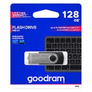 Goodram USB-Stick, USB 3.0, 128GB, UTS3, schwarz, UTS3-1280K0R11, USB A, mit Drehverschluss