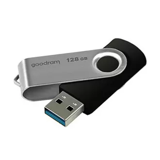 Goodram USB-Stick, USB 3.0, 128GB, UTS3, schwarz, UTS3-1280K0R11, USB A, mit Drehverschluss