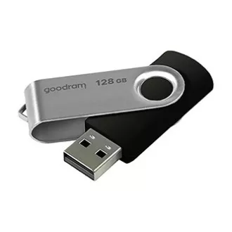 Goodram USB-Stick, USB 2.0, 128GB, UTS2, schwarz, UTS2-1280K0R11, USB A, mit Drehverschluss