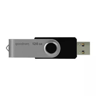 Goodram USB-Stick, USB 2.0, 128GB, UTS2, schwarz, UTS2-1280K0R11, USB A, mit Drehverschluss