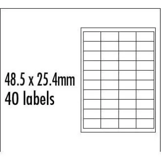 Logo-Etiketten 48,5 x 25,4 mm, A4, matt, blau, 40 Etiketten, 10er-Pack, für Tintenstrahl- und Laserdrucker