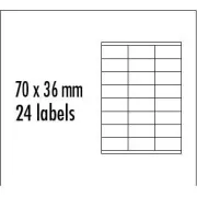 Logo-Etiketten 70mm x 36mm, A4, matt, gelb, 24 Etiketten, 10 Stück verpackt, für Tintenstrahl- und Laserdrucker