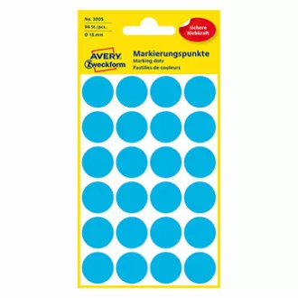 Avery Zweckform Etiketten 18mm, blau, 24 Etiketten, Marker, 4er-Pack, 3005, für Handschrift