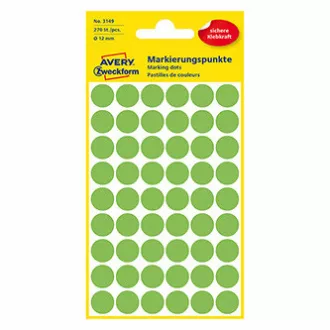 Avery Zweckform Etiketten 12mm, neongrün, 54 Etiketten, Marker, 5er-Pack, 3149, für Handschrift