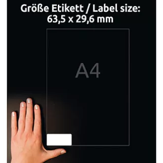 Avery Zweckform Etiketten 63,5 mm x 29,6 mm, A4, weiß, 27 Etiketten, ablösbar, 25er-Pack, L4737REV-25, für Laser und Inkjet Avery Zweckform Etiketten 63,5 mm x 29,6 mm, A4, weiß, 27 Etiketten, ablösbar, 25er-Pack, L4737REV-25, für Laser und Inkjet
