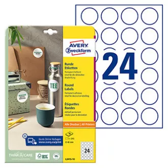 Avery Zweckform Etiketten 40mm, A4, weiß, 24 Etiketten, 10er-Pack, L3415-10, für Laser- und Tintenstrahldrucker, Kopierer Avery Zweckform Etiketten 40mm, A4, weiß, 24 Etiketten, 10er-Pack, L3415-10, für Laser- und Tintenstrahldrucker, Kopierer