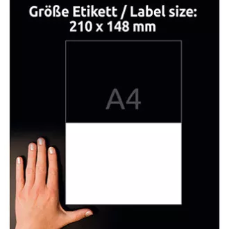 Avery Zweckform Etiketten 210mm x 148mm, A4, matt, weiß, 2 Etiketten, sehr haltbar, 20er-Pack, L4717-20, für Laserdrucker Avery Zweckform Etiketten 210mm x 148mm, A4, matt, weiß, 2 Etiketten, sehr haltbar, 20er-Pack, L4717-20, für Laserdrucker