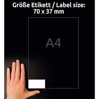 Avery Zweckform Etiketten 70mm x 37mm, A4, matt, weiß, 24 Etiketten, sehr haltbar, 20er-Pack, L4718-20, für Laserdrucker Avery Zweckform Etiketten 70mm x 37mm, A4, matt, weiß, 24 Etiketten, sehr haltbar, 20er-Pack, L4718-20, für Laserdrucker