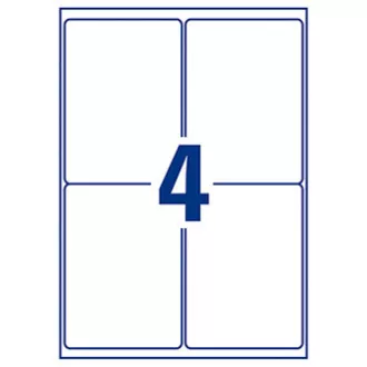 Avery Zweckform Etiketten 99,1mm x 139mm, A4, matt, weiß, 4 Etiketten, sehr haltbar, 20er-Pack, L4774-20, für Laserdrucker Avery Zweckform Etiketten 99,1mm x 139mm, A4, matt, weiß, 4 Etiketten, sehr haltbar, 20er-Pack, L4774-20, für Laserdrucker