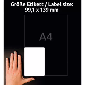 Avery Zweckform Etiketten 99,1mm x 139mm, A4, matt, weiß, 4 Etiketten, sehr haltbar, 20er-Pack, L4774-20, für Laserdrucker Avery Zweckform Etiketten 99,1mm x 139mm, A4, matt, weiß, 4 Etiketten, sehr haltbar, 20er-Pack, L4774-20, für Laserdrucker