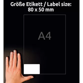 Avery Zweckform Namensetiketten 80mm x 50mm, A4, weiß, 10 Etiketten, selbstklebend, 20er-Pack, L4785-20, für Laserdrucker
