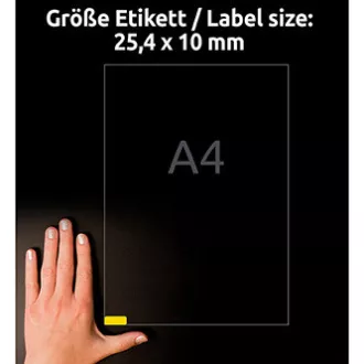 Avery Zweckform Etiketten 25,4mm x 10mm, A4, gelb, 189 Etiketten, mini, ablösbar, 20er Pack, L6037-20, für Laser und Inkjet